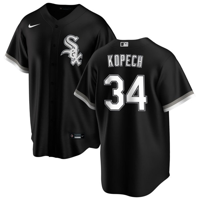 Men's Chicago White Sox #34 Michael Kopech Black Cool Base Stitched Jersey